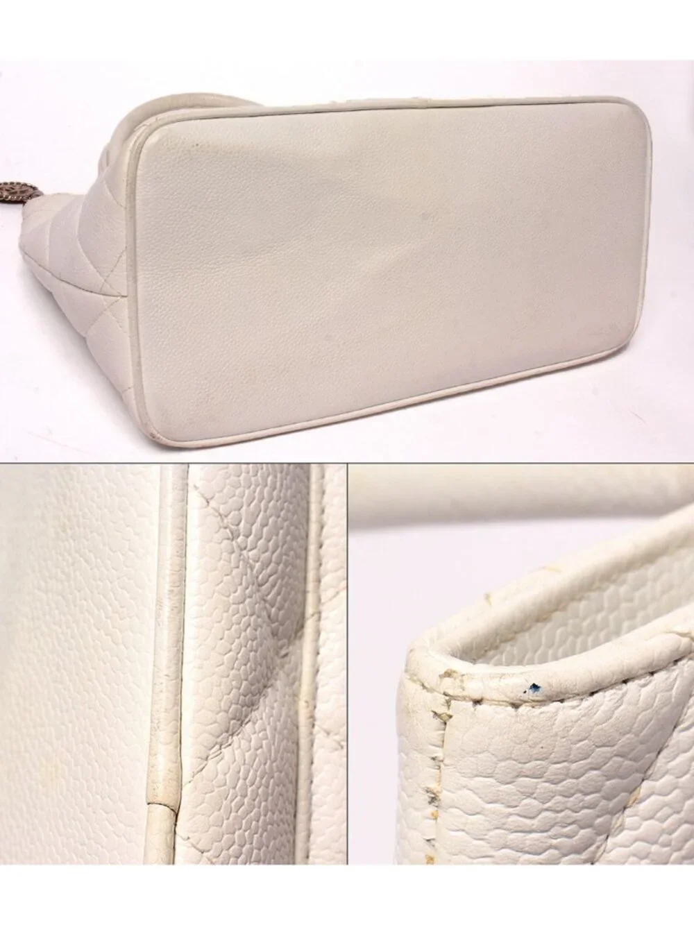 Chanel Tote Shoulder Bag Silver Stand Quilted